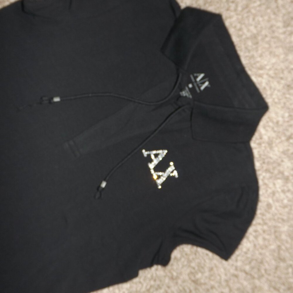 women's ARMANI EXCHANGE black polo top size medium